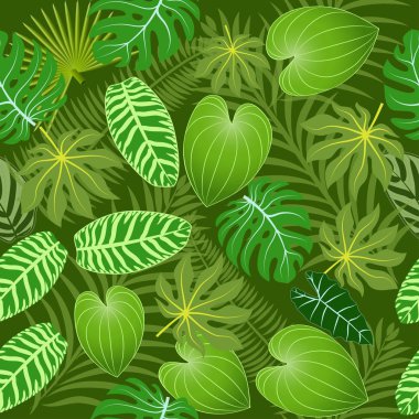 Yaprakları yaz tropikal sorunsuz arka plan illüstrasyon