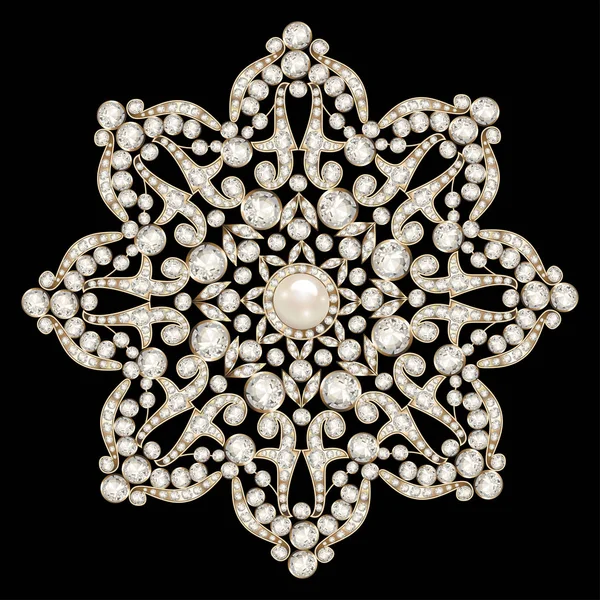 Joyas Broche Mandala Elemento Diseño Fondo Ornamental Vintage Geométrico — Archivo Imágenes Vectoriales