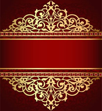 Resimde arka plan gold(en) süsleme ve kırmızı bant ile