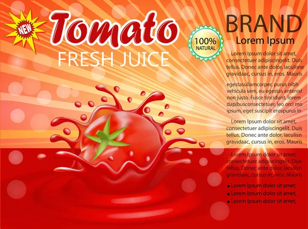 Illustration Une Éclaboussure Jus Légume Tomate — Image vectorielle