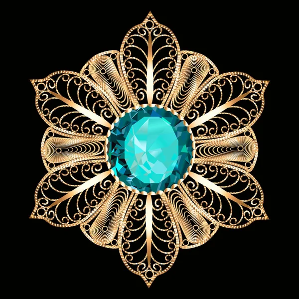 Colgante Con Broche Ilustración Piedras Preciosas Joyería Victoriana Filigrana Elemento — Vector de stock