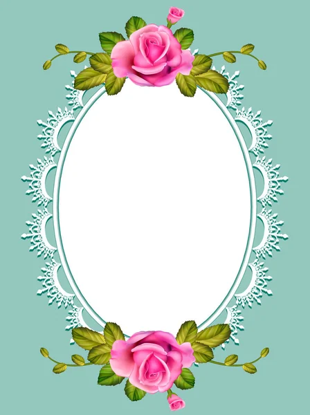 Illustratie Briefkaart Achtergrond Frame Met Rozen Frame — Stockvector