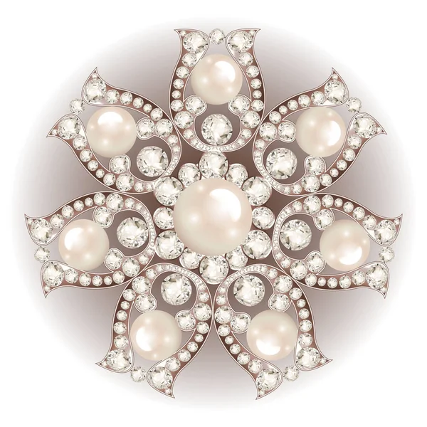 Mandala Brooch Jewelry Design Element Geometric Vintage Ornamental Background — Stock Vector