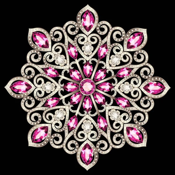 Spilla Mandala Gioiello Elemento Design Sfondo Geometrico Ornamentale Vintage — Vettoriale Stock