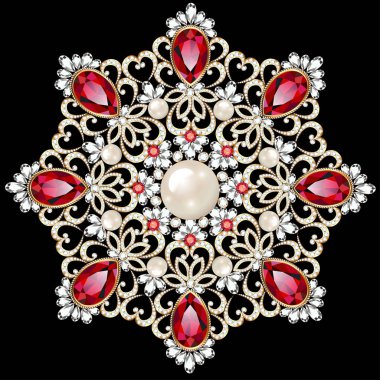 Mandala broş mücevherleri, tasarım elementi. Geometrik vintage süslemeli arkaplan.