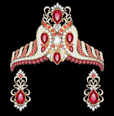 illüstrasyon kırmızı, Ruby on Rails değerli taşlar ile onu düğün ile bir kolye