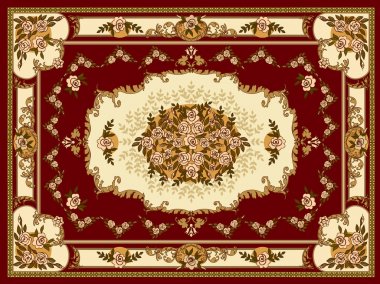 Çiçek ornamen ile parlak bir çok renkli halı İllüstrasyon