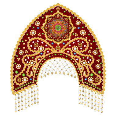 Stok İllüstrasyon Gol ile Stok İllüstrasyon Rus ulusal headdress kokoshnik