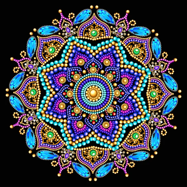 Mandala broş mücevherleri, tasarım elementi. Geometrik vintage ornam