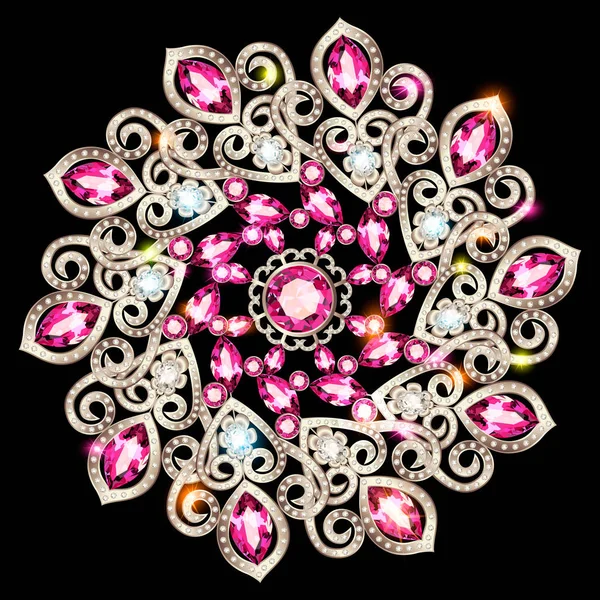 Joyas broche Mandala, elemento de diseño. Geométrica vintage ornam — Archivo Imágenes Vectoriales