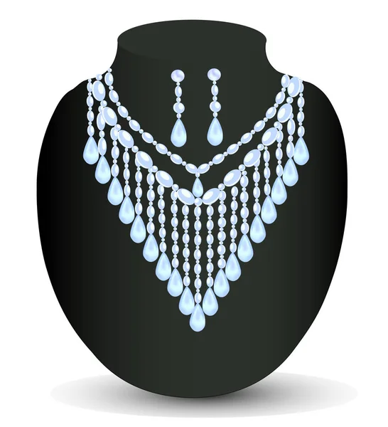 Ilustración de un collar de mujer con piedras preciosas — Archivo Imágenes Vectoriales