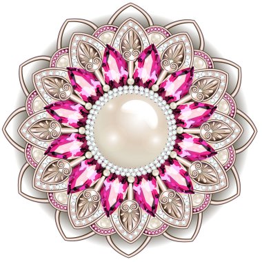 Mandala broş mücevherleri, tasarım elementi. Geometrik vintage ornam