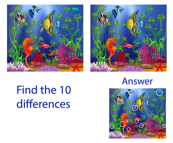 Visuelles Puzzle für Kinder: Finden Sie zehn Unterschiede zu — Stockvektor
