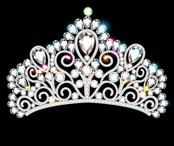 Illust de diadema bonito, coroa, tiara fêmea com prec — Vetor de Stock