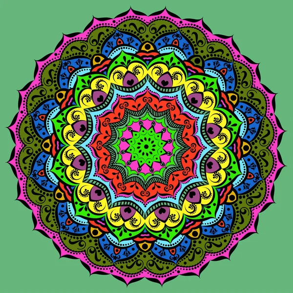 Ilustración del ornamento de un color circular mandala. Nombre — Vector de stock