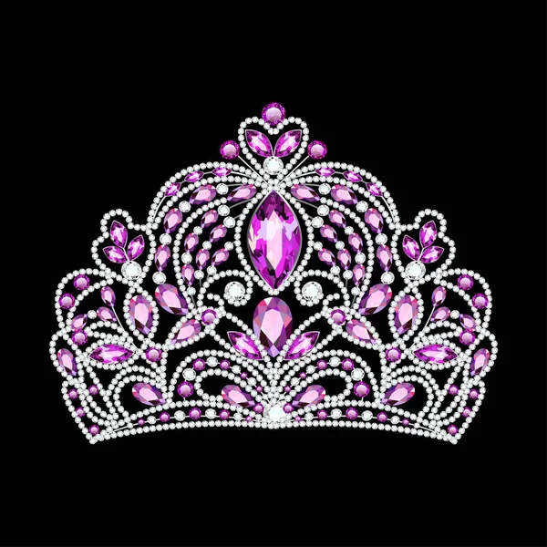 Ilustración de una hermosa corona, tiara con gemas — Vector de stock