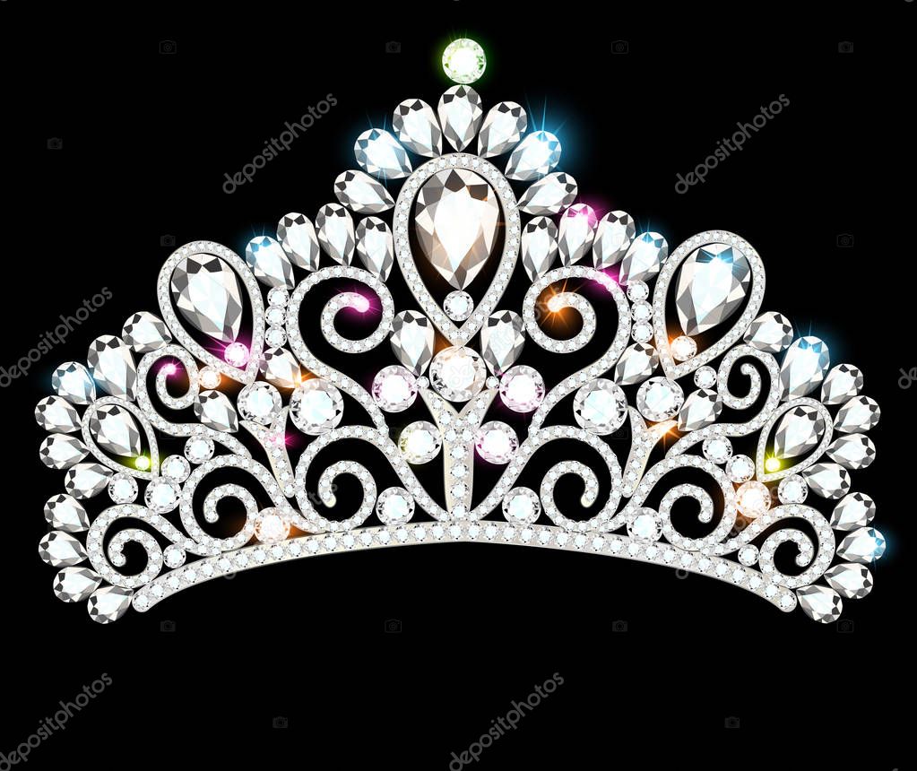 illustration of beautiful diadem, crown, tiara female with  prec