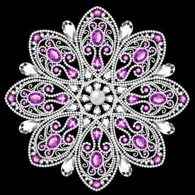 Mandala broş mücevherleri, tasarım elementi. Geometrik vintage ornam