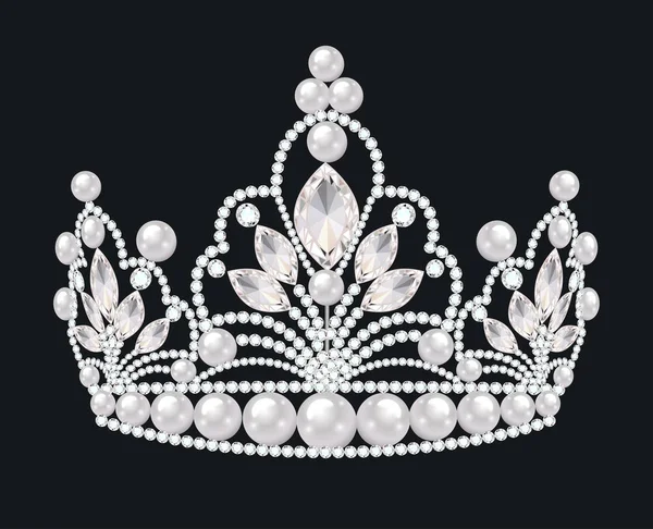 Ilustración de una hermosa corona, tiara con gemas — Vector de stock