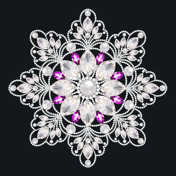 Broche Mandala bijoux, élément design. Ornam vintage géométrique — Image vectorielle