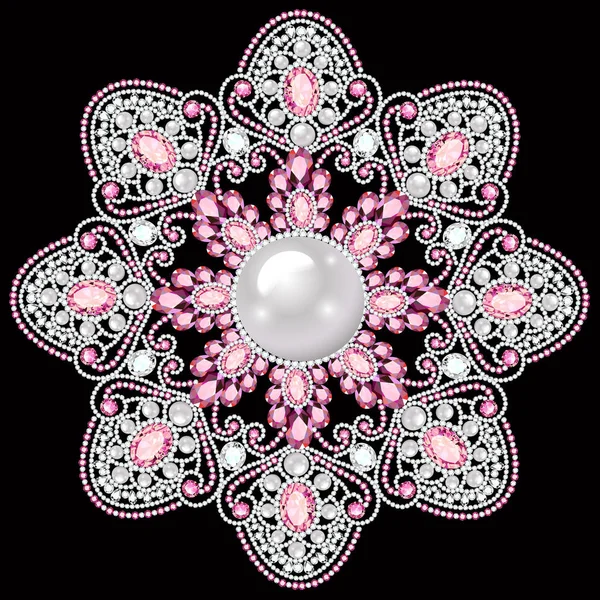 Mandala brosch smycken, designelement. Geometriskt årgångsnamn — Stock vektor