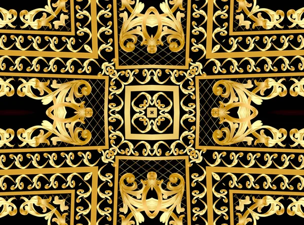 Guld bakgrund med mönster och band — Stockfoto