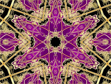  Gold(en) desenli Menekşe çerçeveli siyah arka plan