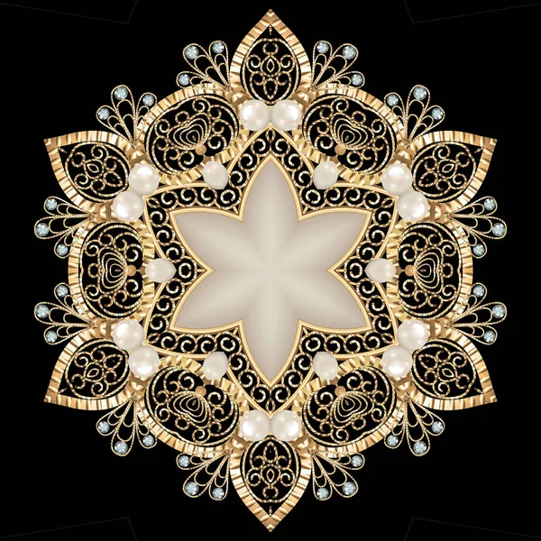 Mandala bross ékszerek, design elem. Geometrikus vintage ornam — Stock Fotó