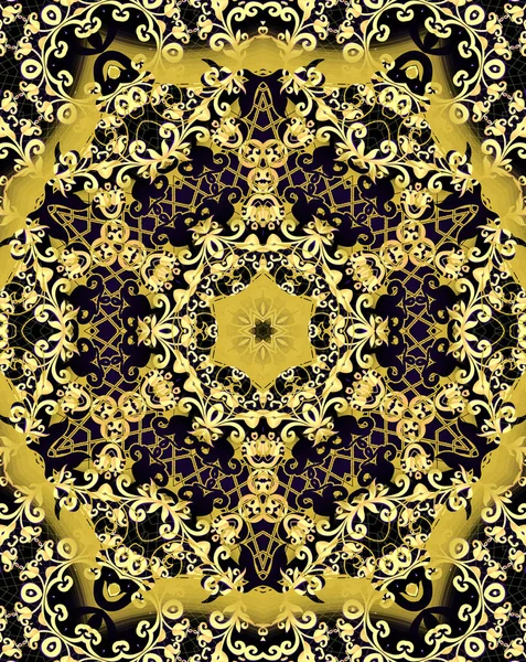Violet bakgrund ram med vegetabiliska gold(en) mönster och net — Stockfoto