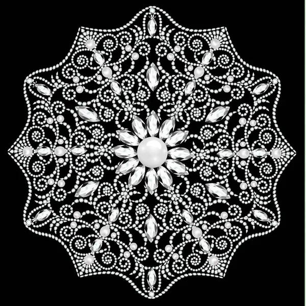 Mandala broszka biżuteria, element projektu. Geometryczne vintage ornam — Zdjęcie stockowe