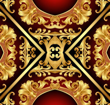  Arka plan çerçeve gold(en) desen ile kırmızı