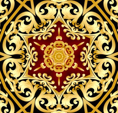  Arka plan çerçeve gold(en) desen ile kırmızı