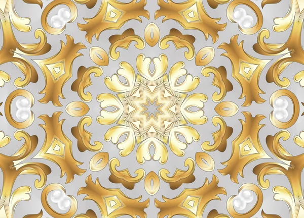 Sfondo orizzontale con ornamenti in oro e perle — Foto Stock