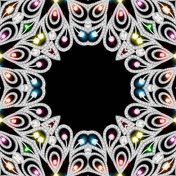 Illustration Hintergrund Rahmen mit Ornament aus Edelsteinen — Stockfoto