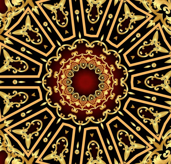 Fundo moldura vermelho com ouro (pt) padrão — Fotografia de Stock