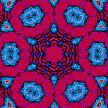 Renkli fraktal çiçek desenli, dijital sanat 