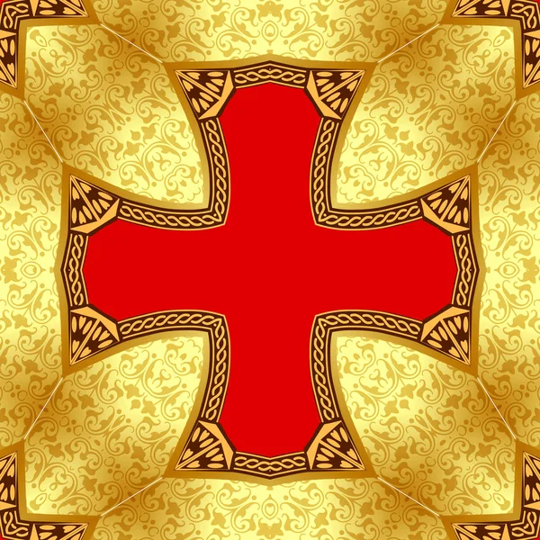 Oro (it) sfondo con croce e ornamento — Foto Stock