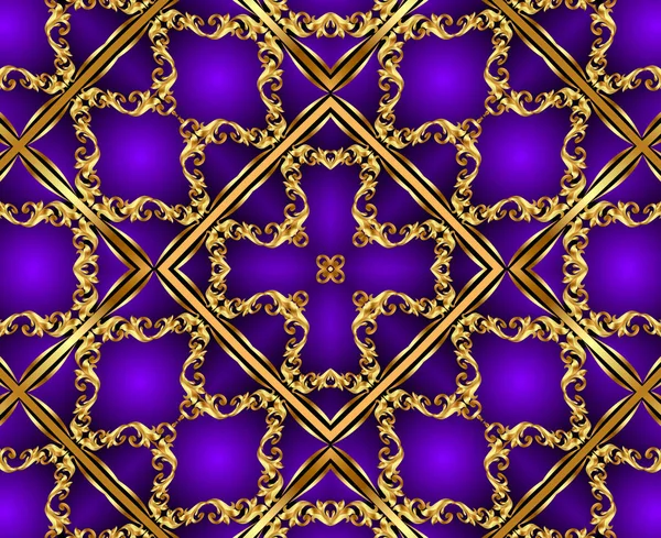Violette achtergrond met gold(en) ornament — Stockfoto