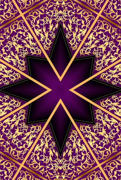 Фон із золотим орнаментом та фіолетовою смугою — стокове фото