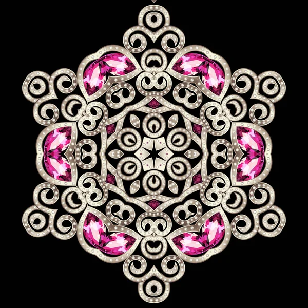 Broche Mandala bijoux, élément design. Ornam vintage géométrique — Photo