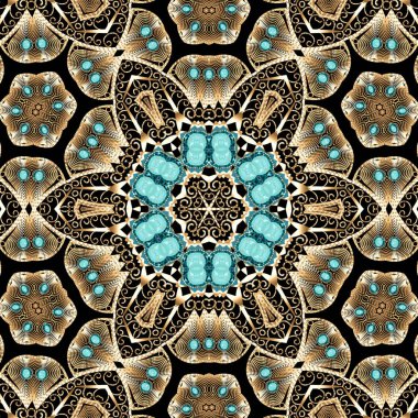 Mandala broş mücevherleri, tasarım elementi. Geometrik vintage ornam