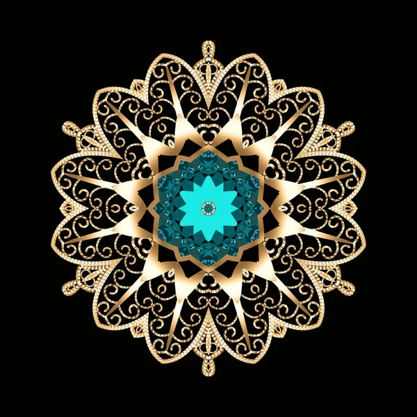 Spilla Mandala gioiello, elemento di design. Ornamento geometrico vintage — Foto Stock