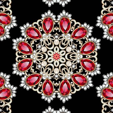 Mandala broş mücevherleri, tasarım elementi. Geometrik vintage ornam