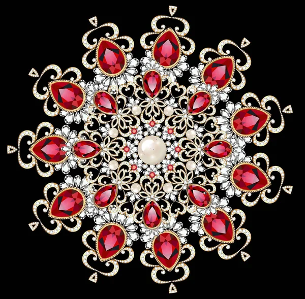 Mandala broş mücevherleri, tasarım elementi. Geometrik vintage ornam — Stok fotoğraf