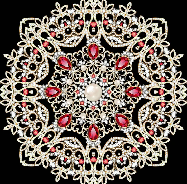 Spilla Mandala gioiello, elemento di design. Ornamento geometrico vintage — Foto Stock