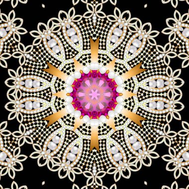 Mandala broş mücevherleri, tasarım elementi. Geometrik vintage ornam