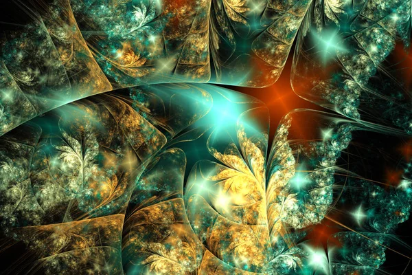 Illustratie fractal achtergrond met lichte bloem met trossen — Stockfoto