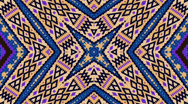 Geleneksel halk geometr ile renkli mozaik oryantal kilim halı — Stok fotoğraf