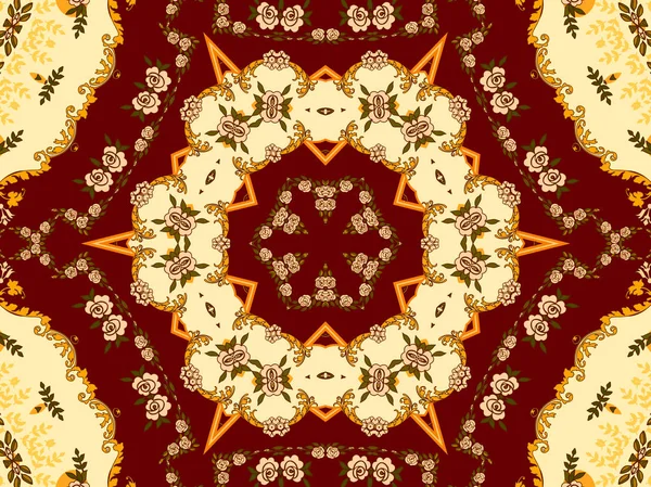 Illustratie van een heldere veelkleurige tapijt met florale ornamen — Stockfoto