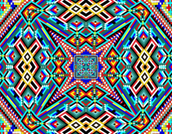 Geometrik orna ile parlak çok renkli halı İllüstrasyon